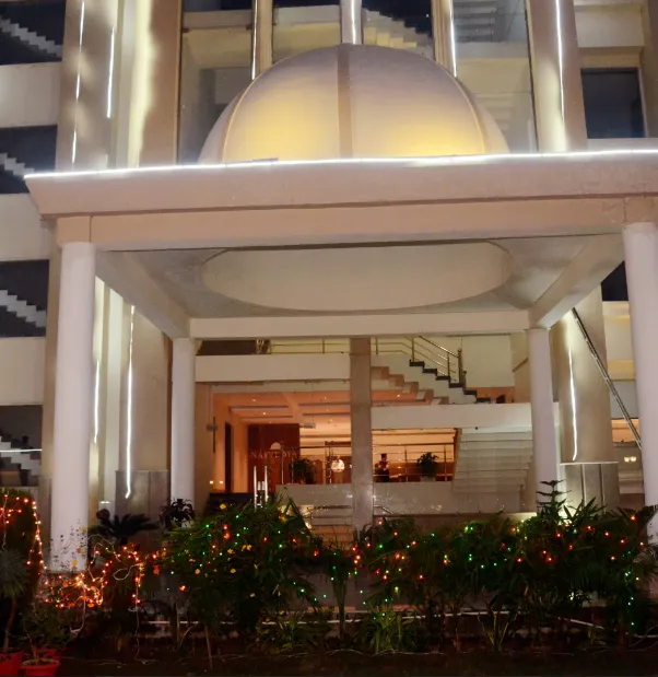 Hotel entrance of 8fold by LaRiSa Basti displaying the exterior façade, signage, and driveway access