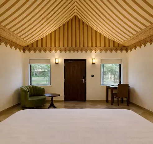 Luxury accommodation at Achrol Niwas Jaipur highlighting premium furnishings and refined room styling