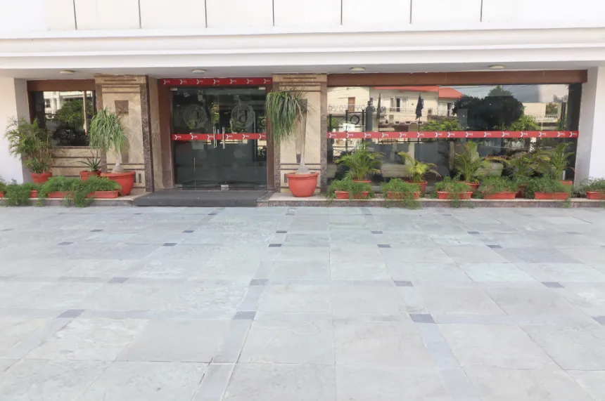 Entrance of Crestmont Ashapurna Jaipur showing building frontage and driveway access