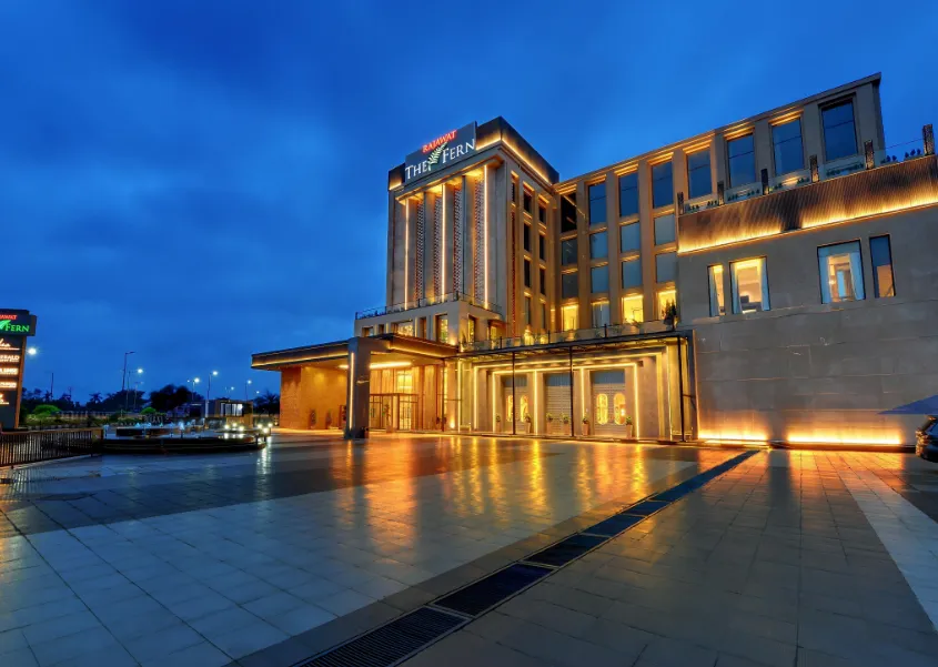 Hotel entrance of Rajawat The Fern - An Ecotel Hotel, Kanpur displaying exterior facade and driveway area