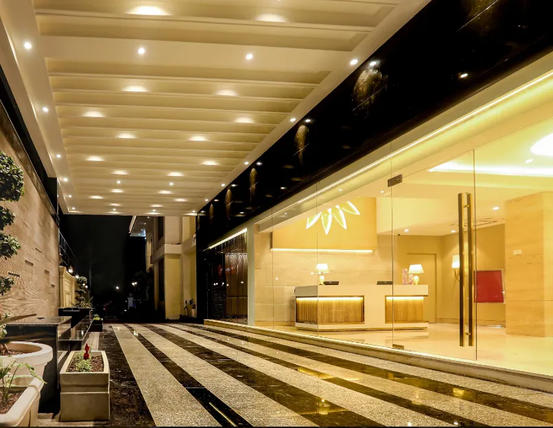 Hotel entrance of Regenta Place Jhansi Gorakhpur with exterior signage and clear driveway access