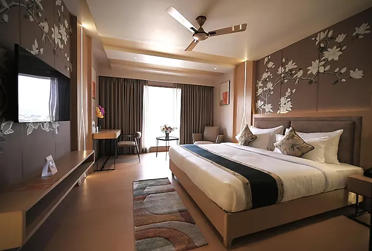 Premium room with mountain view and king bed at Clarks Collection Grand Sapphire Ajmer with scenic outlook
