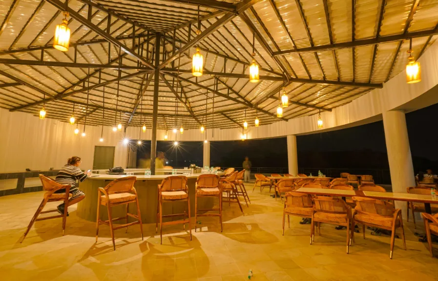 Outdoor swimming pool at One Earth A Leopard Park Jawai with deck seating