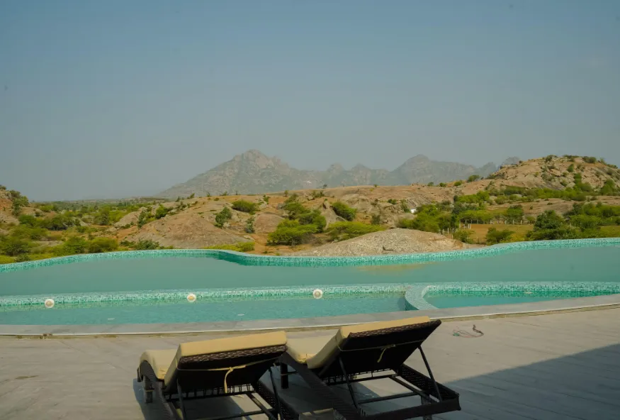 Entrance of One Earth A Leopard Park Jawai with façade and driveway