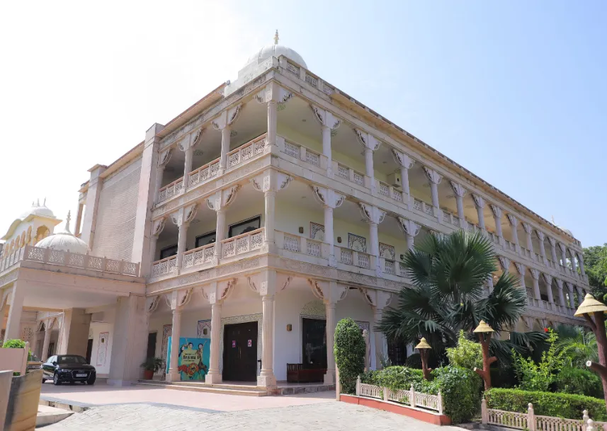 Hotel entrance of Regenta Resort Vanya Mahal Ranthambore with exterior façade and signage