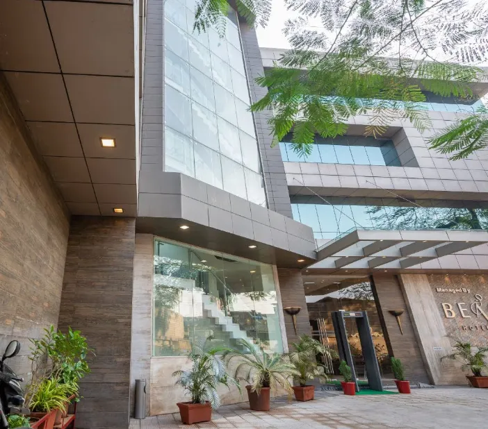 Entrance of T2 Beacon Hotel Andheri with glass doors and reception access